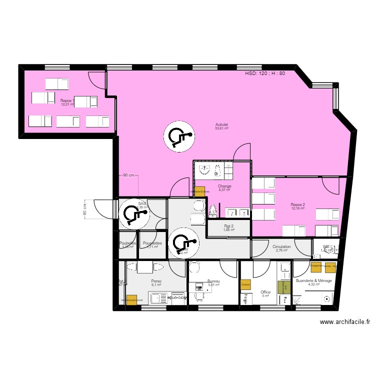 92A3L projet rectif PMI. Plan de 16 pièces et 125 m2