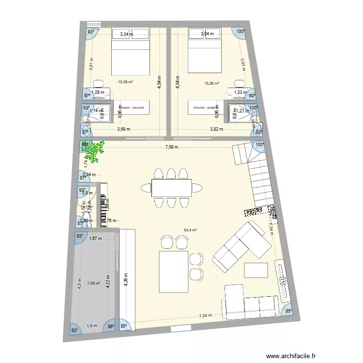 1erVenerque. Plan de 5 pièces et 94 m²