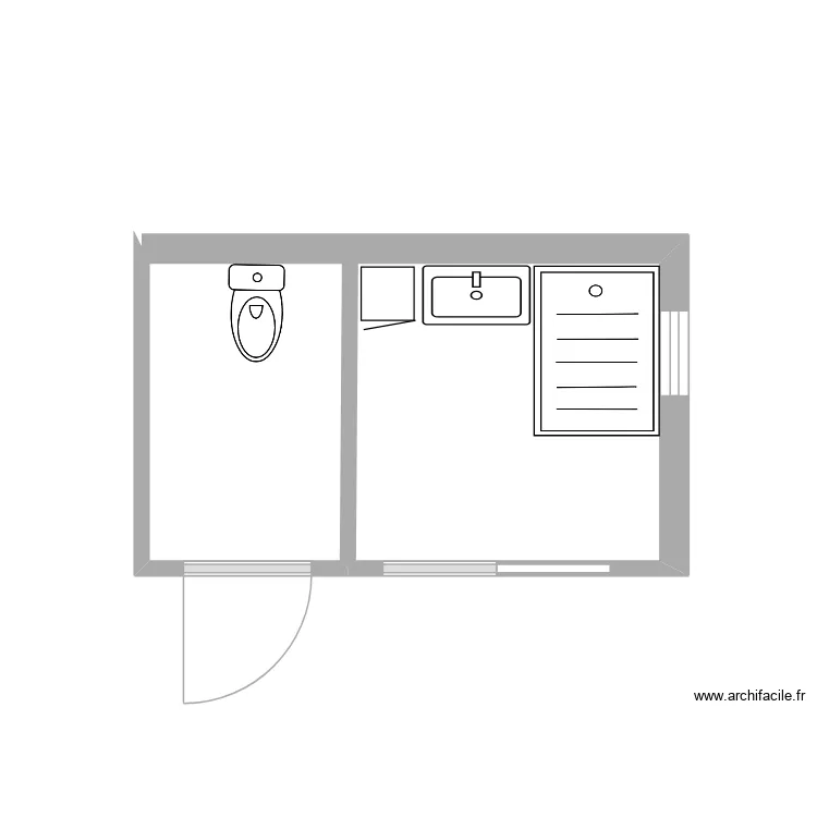 SDB V2 K. Plan de 1 Pièce et 7 m²