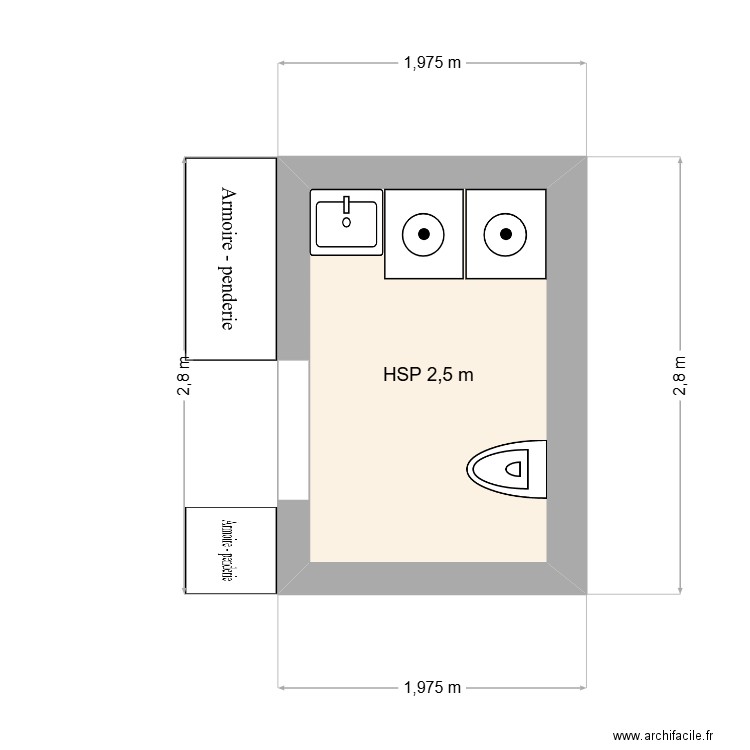 ENTREE ATHIS. Plan de 1 pièce et 4 m2