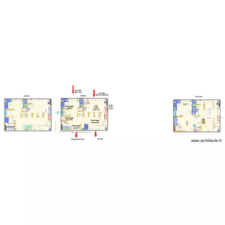 Chantier SAS. Plan de 3  et 193 m²