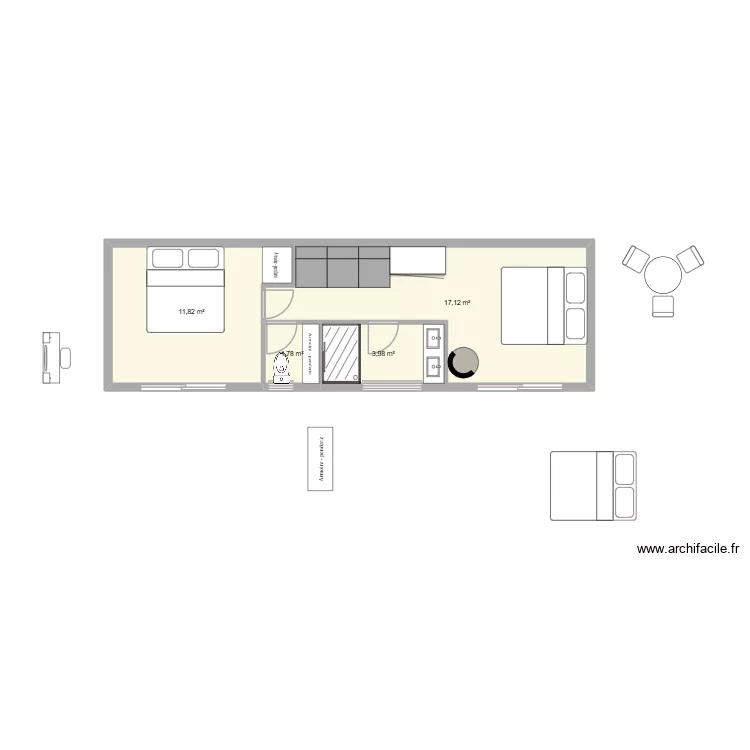 extension 3.54x11.44 -40m2. Plan de 4 Pièces et 35 m² extension 3.54x11.44 -40m2. Plan de 4 Pièces et 35 m²