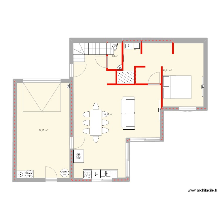 Saint Cannat. Plan de 4 pièces et 85 m2