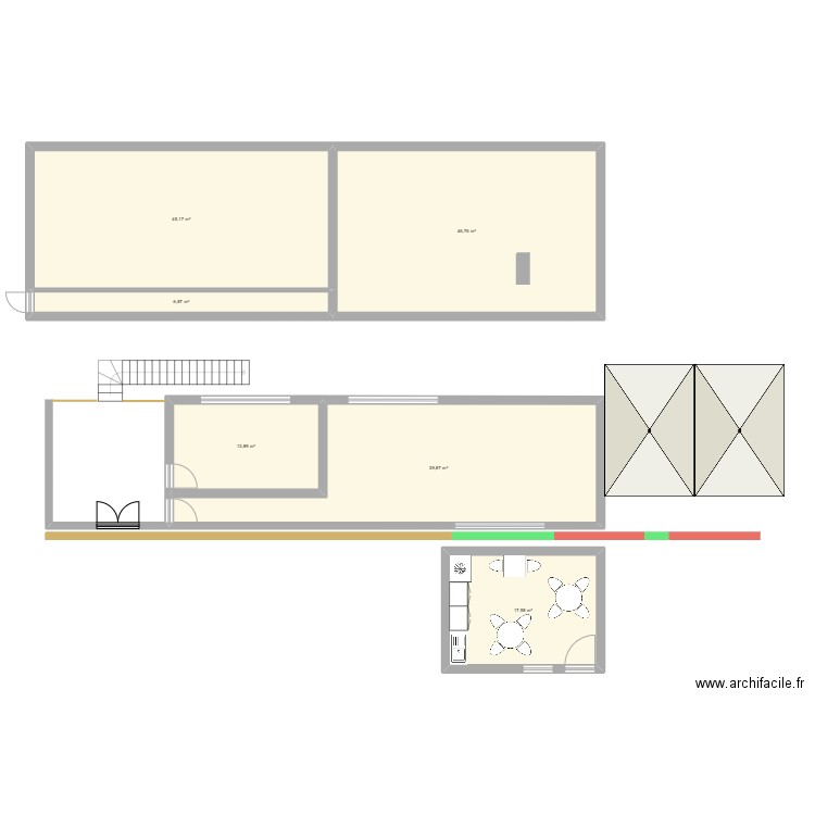 V2 avec salle de réunion. Plan de 6 pièces et 171 m2