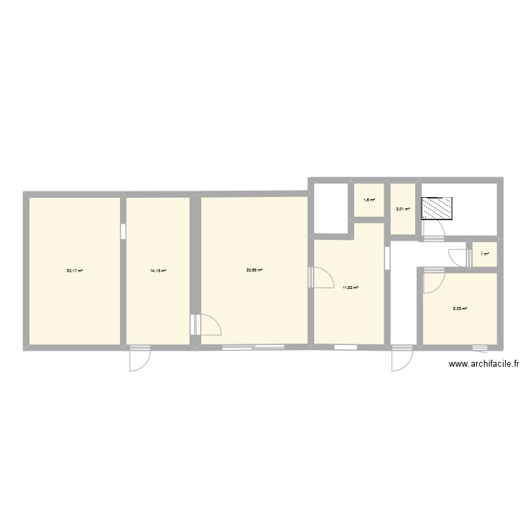 Pipu House. Plan de 8 pièces et 83 m2