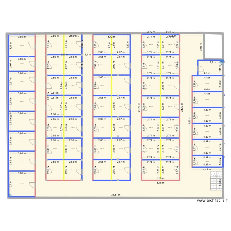 PLAN BOX SOUS SOL V2. Plan de 53 pièces et 1037 m2