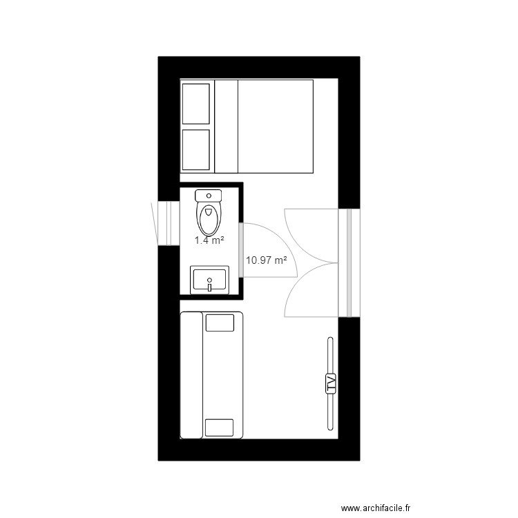 garage. Plan de 2 pièces et 12 m2