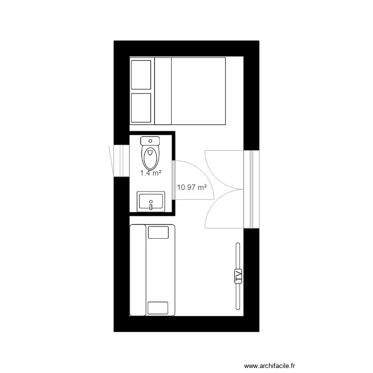 garage. Plan de 2 pièces et 12 m²