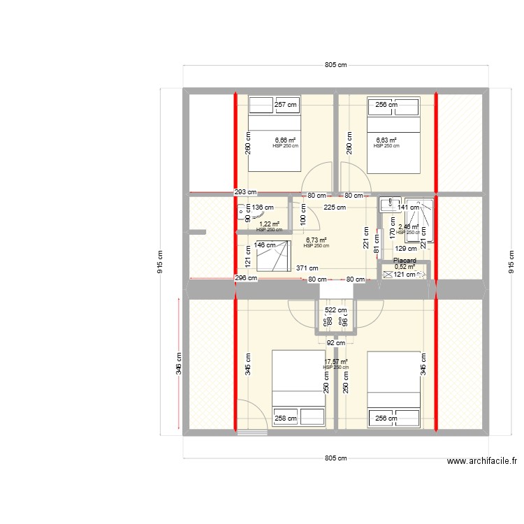Projet ARZEMBOUY. Plan de 13 pièces et 62 m2