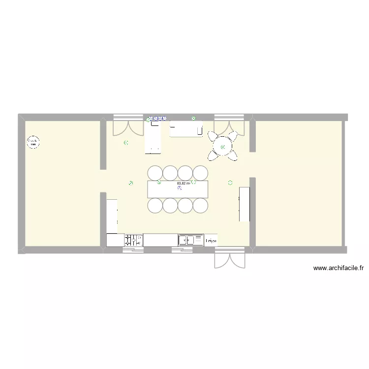 Etable. Plan de 1  et 84 m²