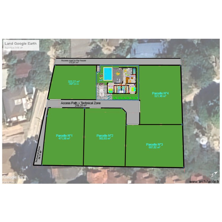 Land Parcelle V4bis. Plan de 16 pièces et 2983 m2