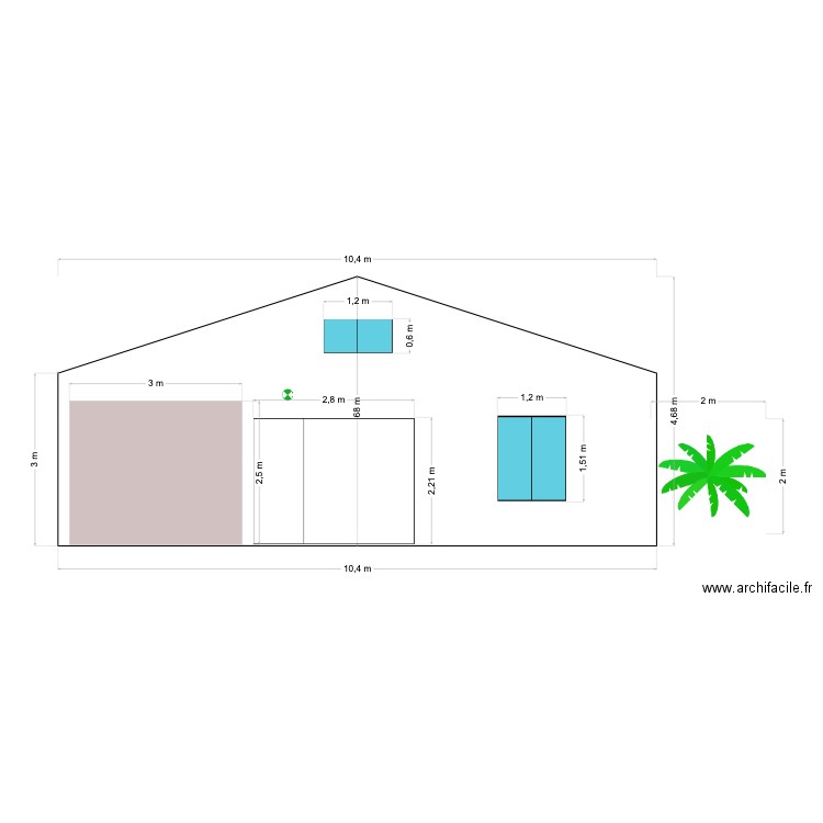 Façade sud. Plan de 0 pièce et 0 m2