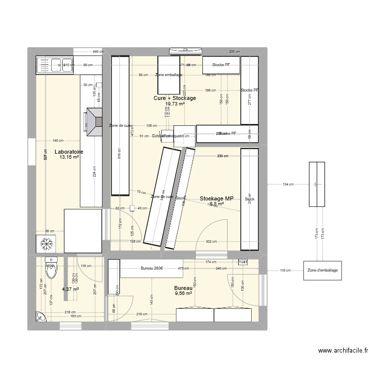 Projet 2. Plan de 5 pièces et 56 m2
