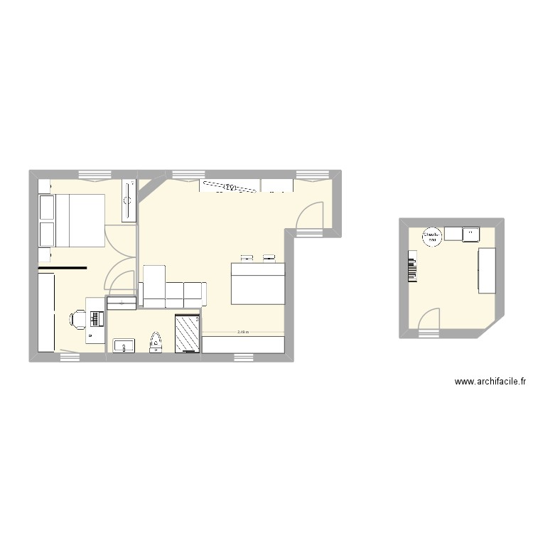 Victor Hugo. Plan de 5 pièces et 48 m2