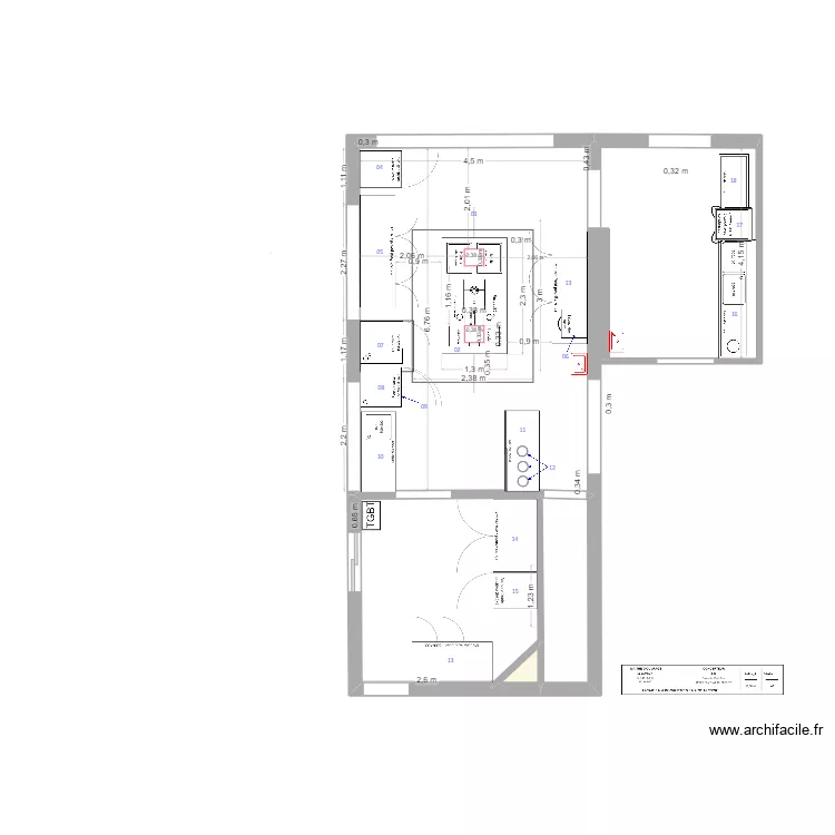 BRY 4 Cuisine R&eacute;servation piano. Plan de 