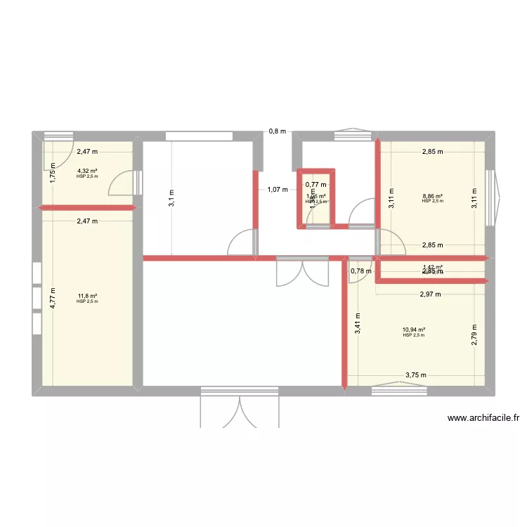 LUBIE. Plan de 6 pièces et 38 m²