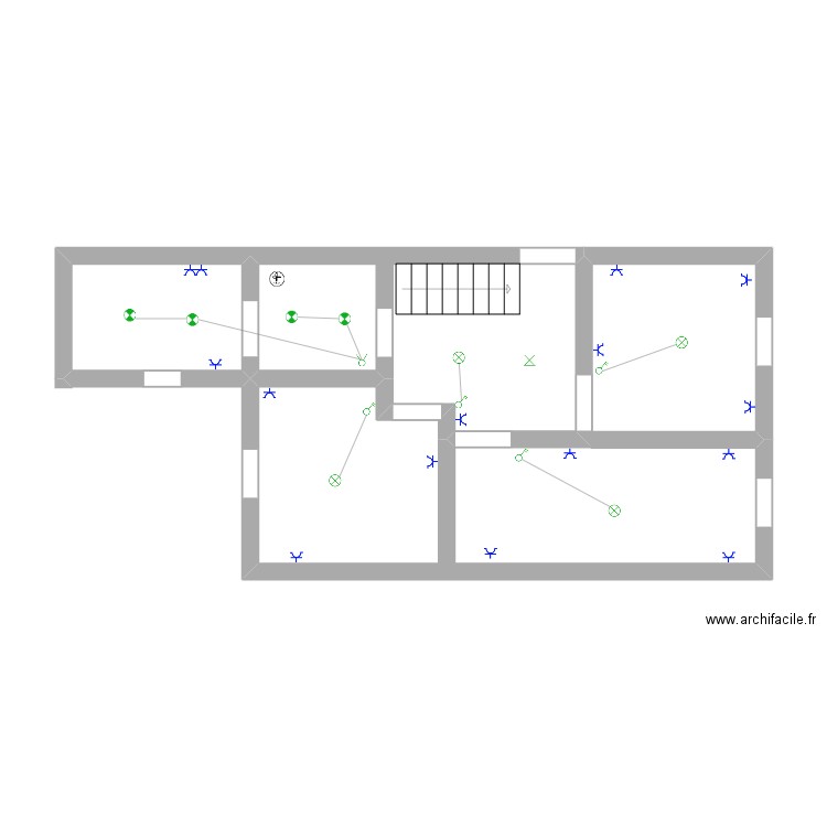 ETAGE. Plan de 3 pièces et 38 m2