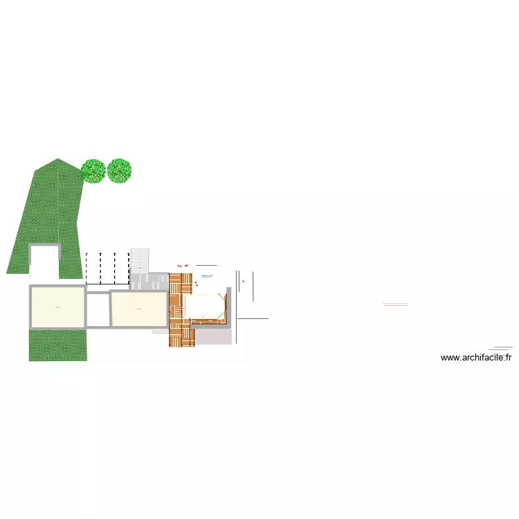 Terrasse piscine. Plan de 2  et 111 m²