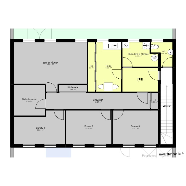 94P6R projet. Plan de 25 pièces et 429 m2