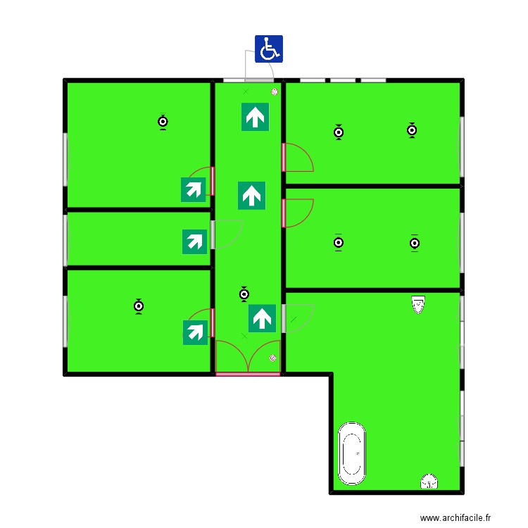 Armande_étage 1_ch 7 à 10. Plan de 5 pièces et 101 m2