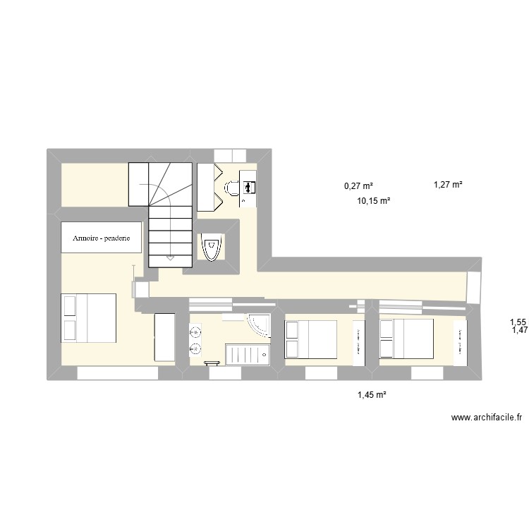 haut maison. Plan de 6 pièces et 16 m2