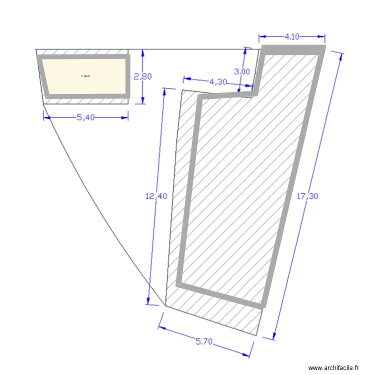 Daniel BREBION. Plan de 1 pièce et 12 m2