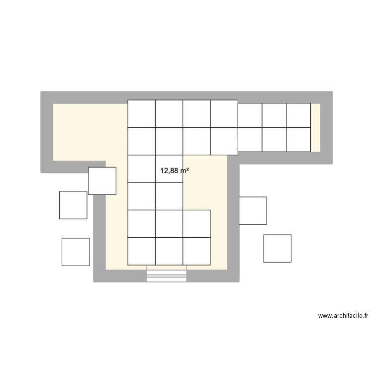 calepinage. Plan de 1 pièce et 13 m2