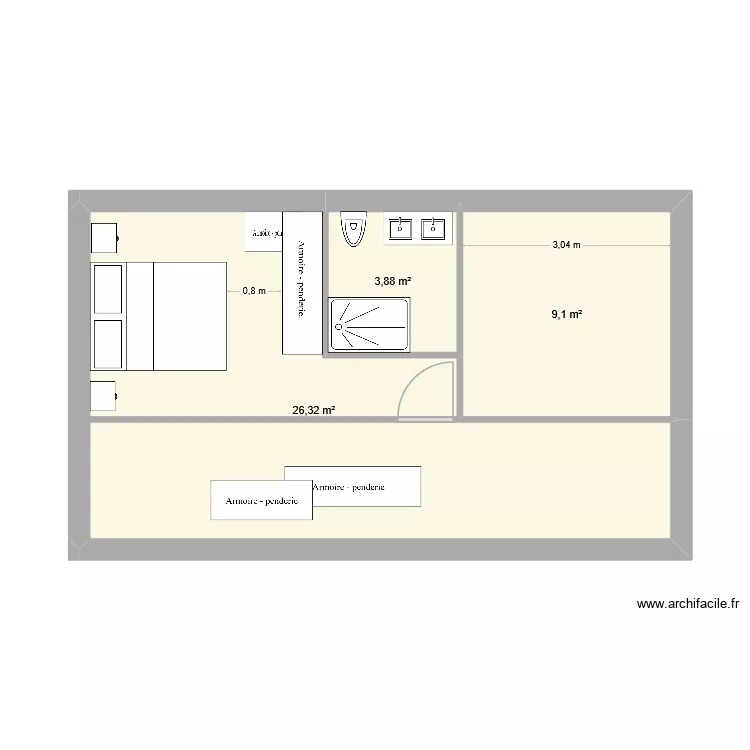 CHAMBRE 2. Plan de 3 et 39 m² CHAMBRE 2. Plan de 3 et 39 m²