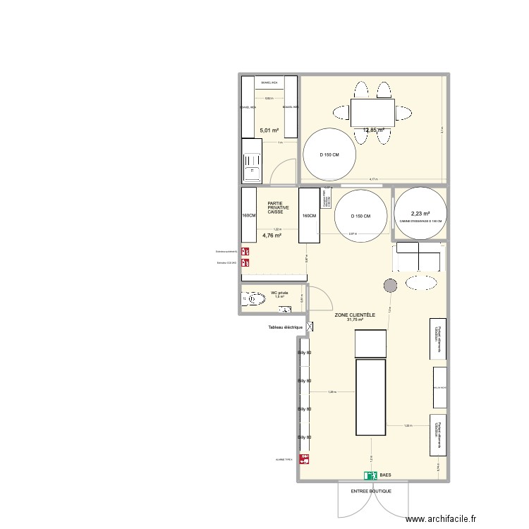 ERP BOUTIQUE ATELIER KOKETTE. Plan de 6 pièces et 58 m2