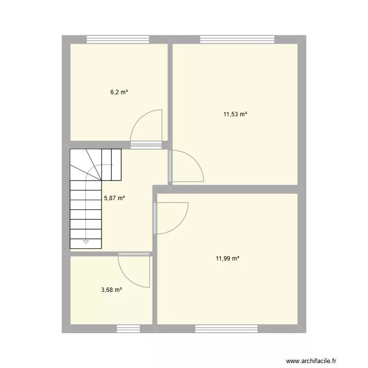 Etage C. Vancamplaan. Plan de 5  et 39 m²