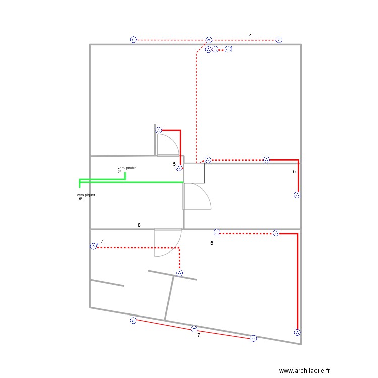 prises 1er final a finir. Plan de 3 pièces et 52 m2