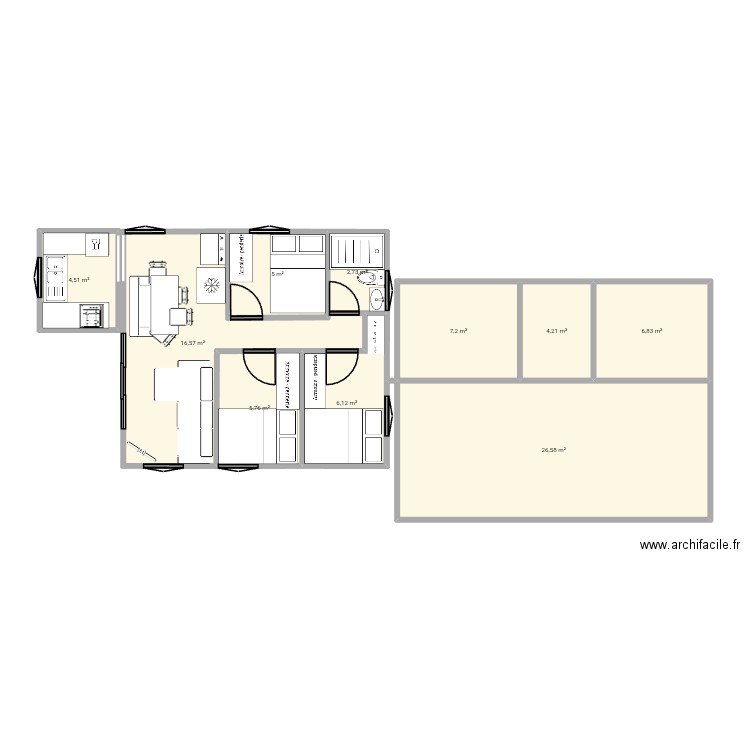 1 sur 3. Plan de 10 pièces et 86 m2