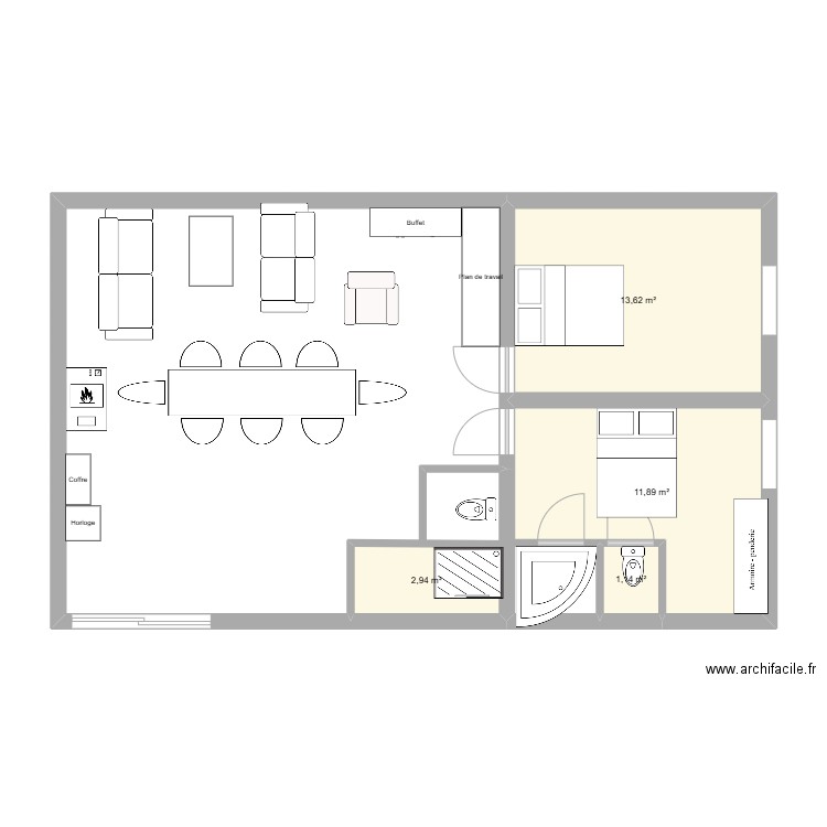Maison. Plan de 4 pièces et 30 m2