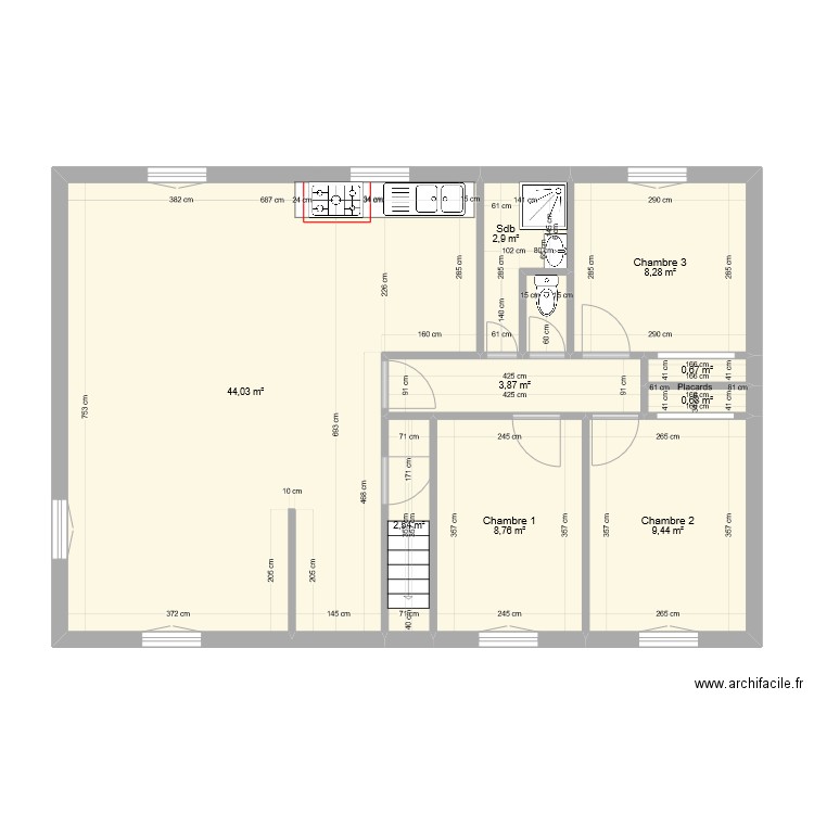 plateau 1ere étage aménagement 1. Plan de 10 pièces et 82 m2