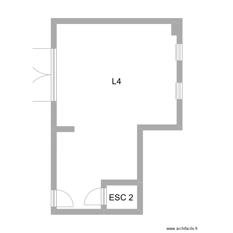 R-1 vivier 2. Plan de 2 pièces et 42 m2
