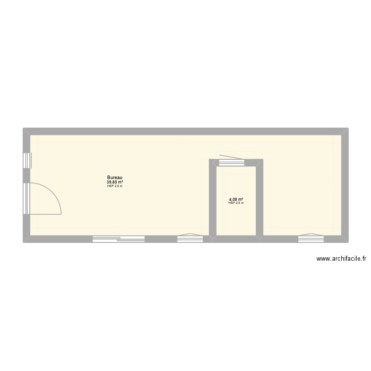 podologue. Plan de 2 pièces et 44 m2