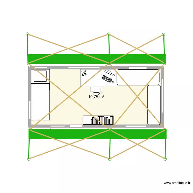CARAVATELIER ABRI. Plan de 1  et 11 m²
