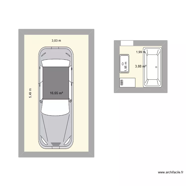 maison. Plan de 2  et 21 m²