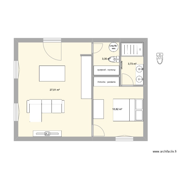 Alex. Plan de 4 pièces et 45 m2