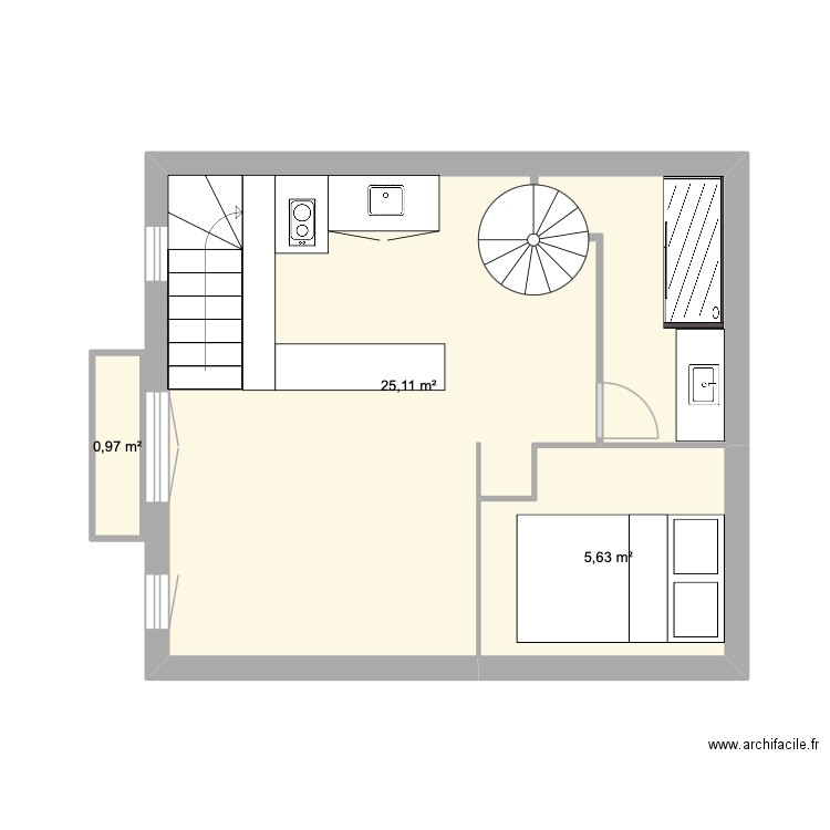 Piso carrer d'Enmig. Plan de 3 pièces et 32 m2