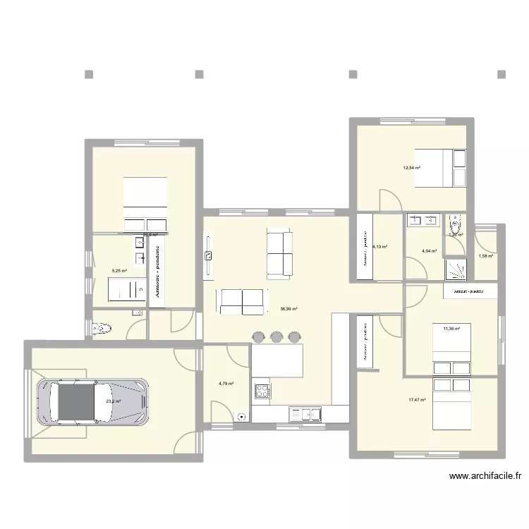 PLAN H. Plan de 12  et 143 m²