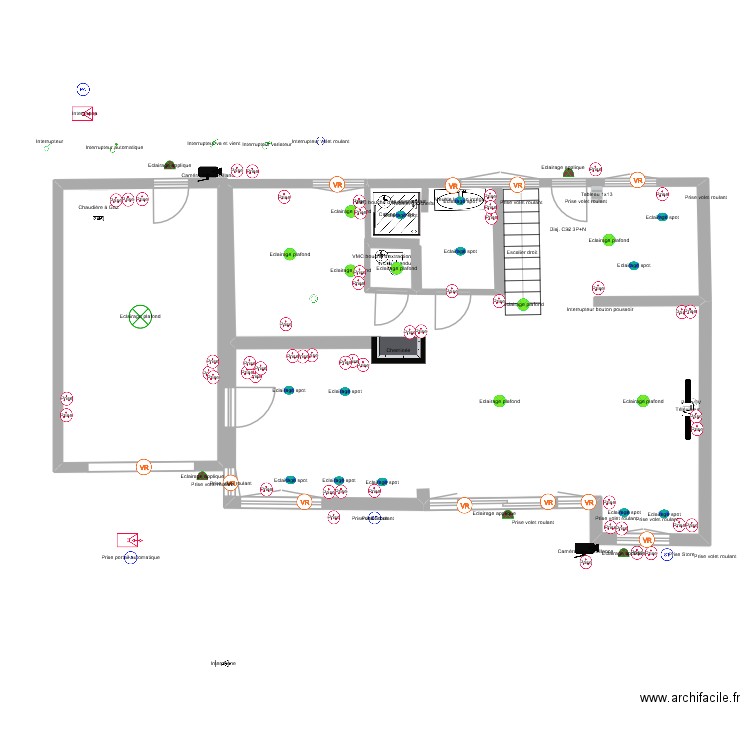 Stephenson Rez de ch électricité. Plan de 2 pièces et 97 m2