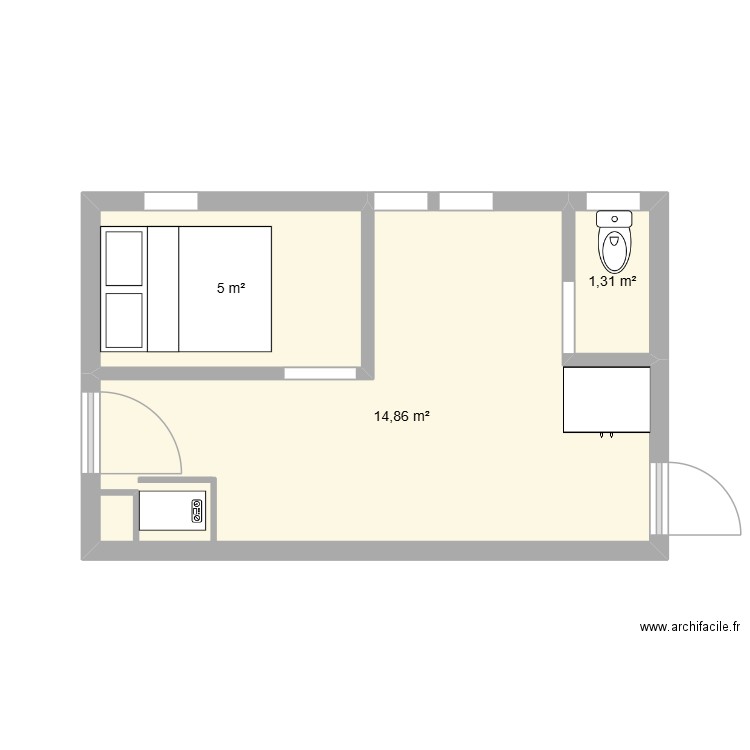 maison. Plan de 3 pièces et 21 m2