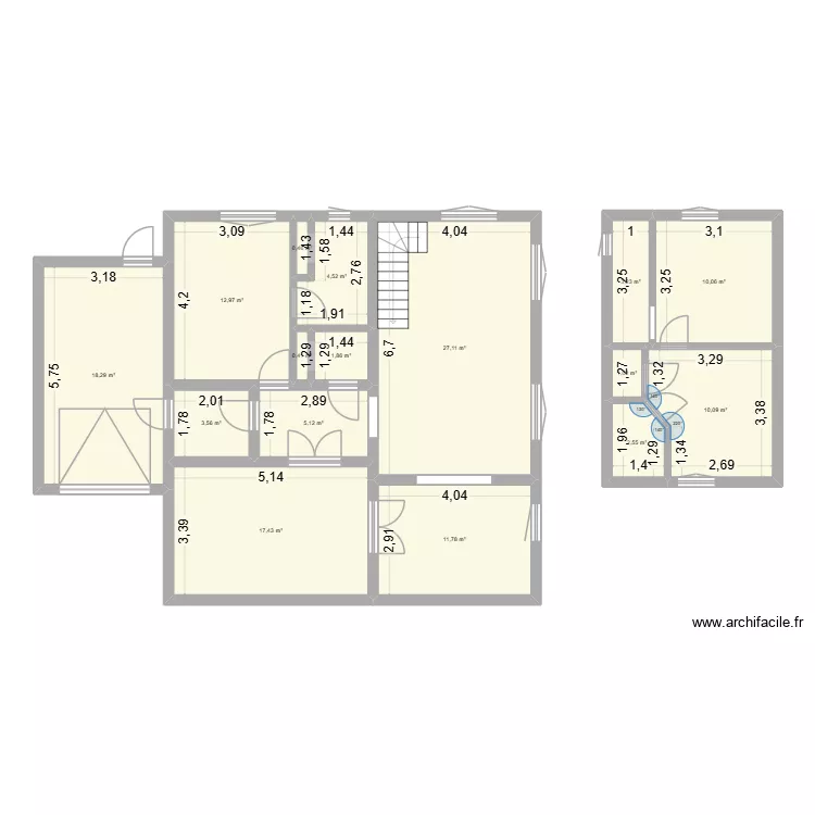 Plans originaux. Plan de 16 pièces et 130 m²