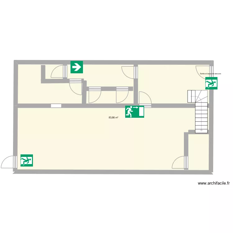 ATELIER RDC. Plan de 1  et 84 m²