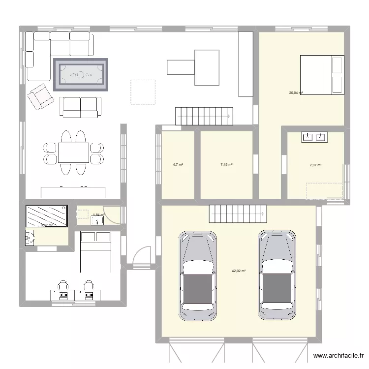 plan 1. Plan de 7 pièces et 88 m²