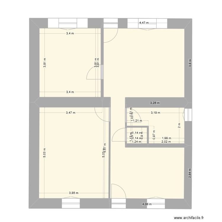 Maman2. Plan de 5 pièces et 69 m2