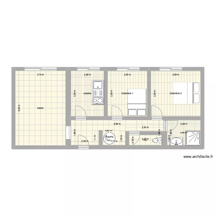 peymeinade. Plan de 7 pièces et 68 m²