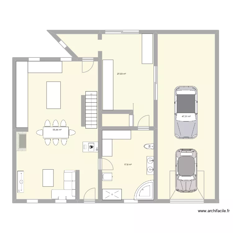 salle de bain. Plan de 4  et 148 m²