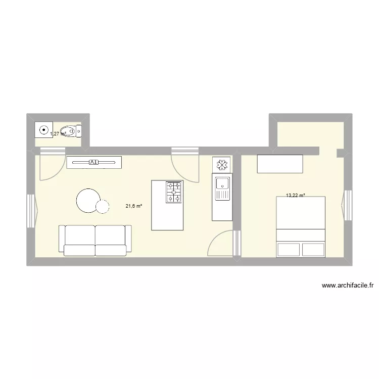 Appartement Baptiste. Plan de 3  et 36 m²